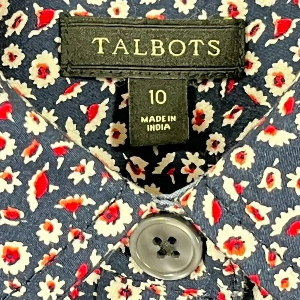 Talbots Floral Form Fitting Button Down Shirt Ditsy Grandma CottageCore Chic